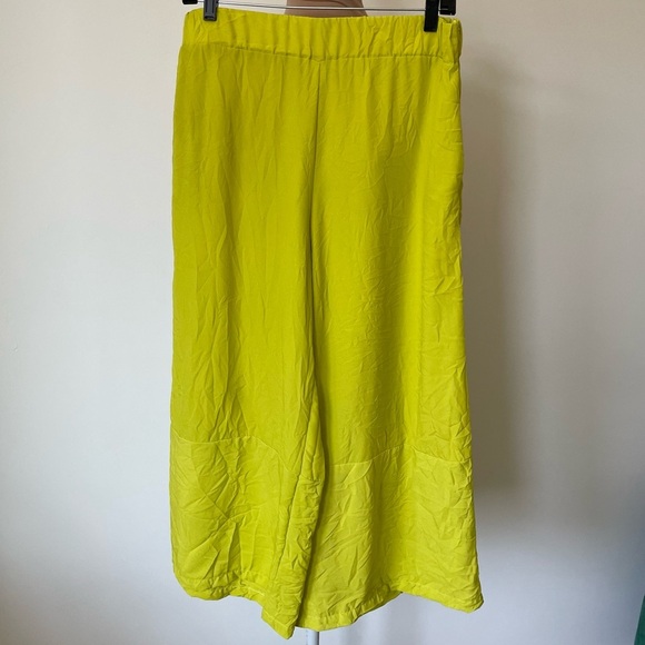 Chiara Cocol Guia Lime Green Lagenlook Cropped Crinkle High Rise Pants EUC Sz L - Picture 4 of 10